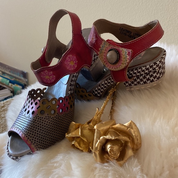 Spring Step L’Artiste Mixed Fabric & Leather Tooling Sz 39 (8.5) - Picture 3 of 13